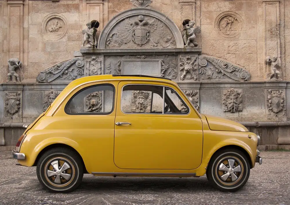 Yellow Fiat 500